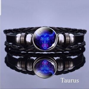 💕5/$18 Leather Taurus 3D Astrology Unisex Bracelets